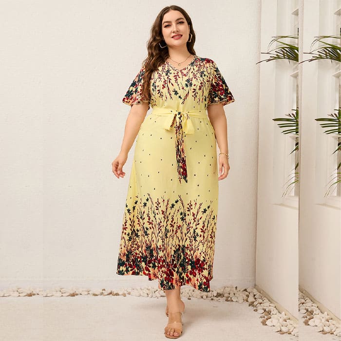 Vestido Longo Floral Plus Size