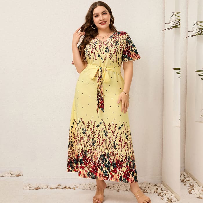 Vestido Longo Floral Plus Size