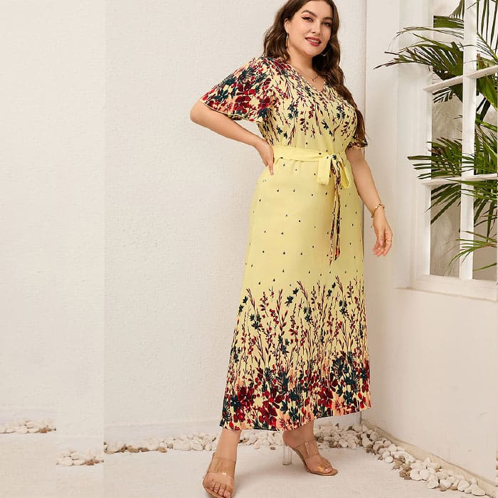 Vestido Longo Floral Plus Size