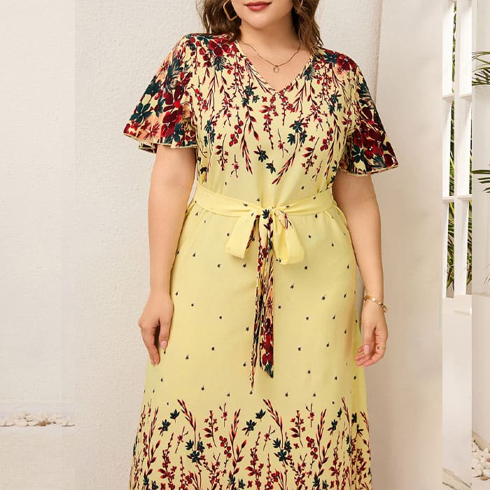 Vestido Longo Floral Plus Size