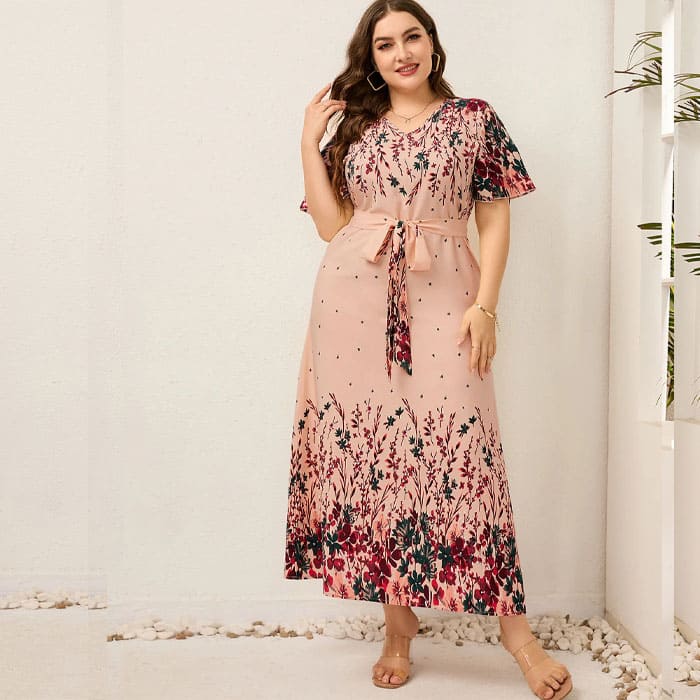 Vestido Longo Floral Plus Size