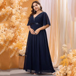 Vestido Longo de Festa Plus Size Azul Carla