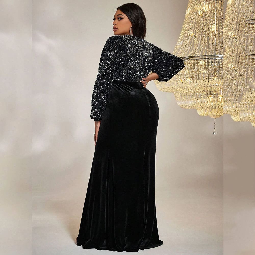 Vestido Longo de Festa Plus Size Veludo Natália