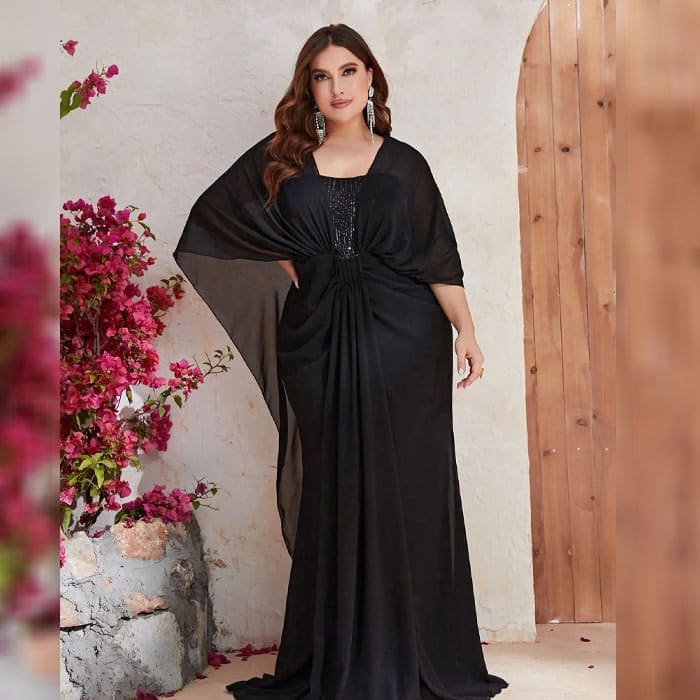 Vestido Longo Plus Size Drapeado Marina