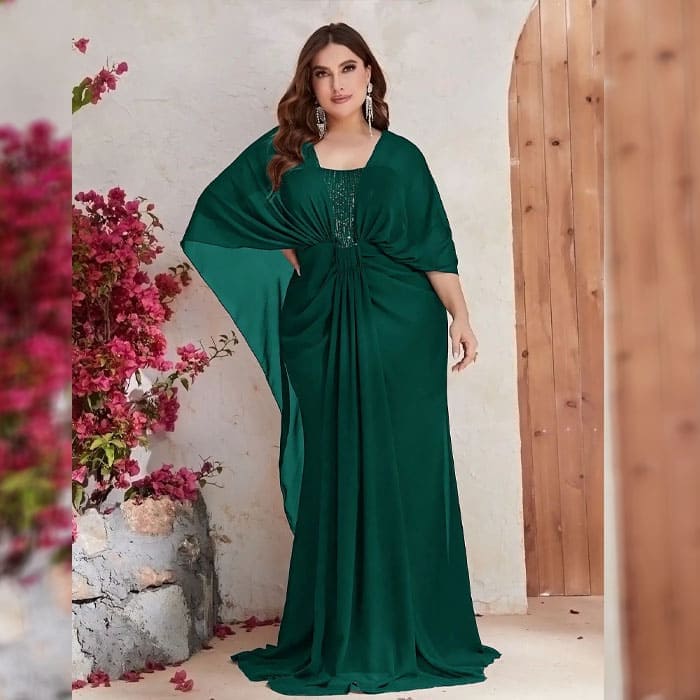 Vestido Longo Plus Size Drapeado Marina