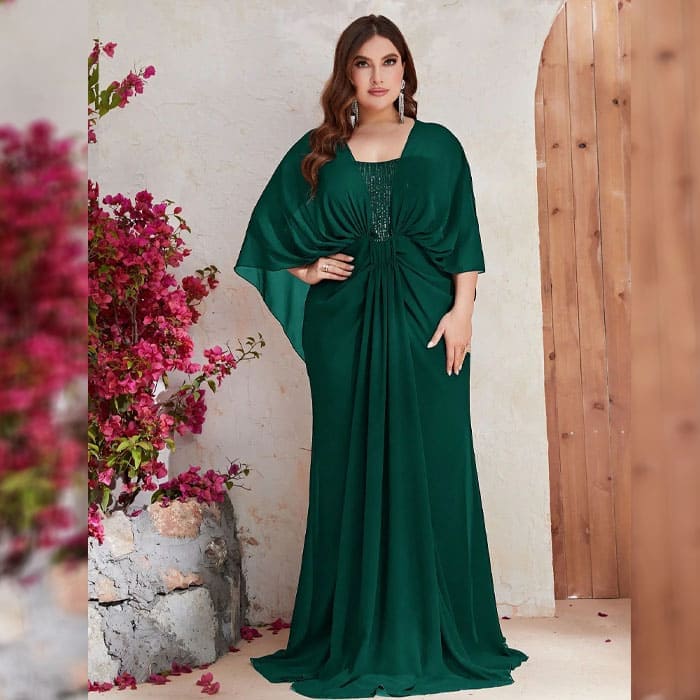 Vestido Longo Plus Size Drapeado Marina