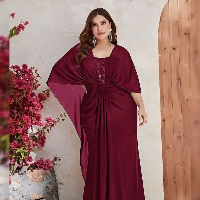 Vestido Longo Plus Size Drapeado Marina