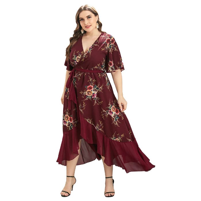 Vestido Longo Plus Size Estampado Heloísa 