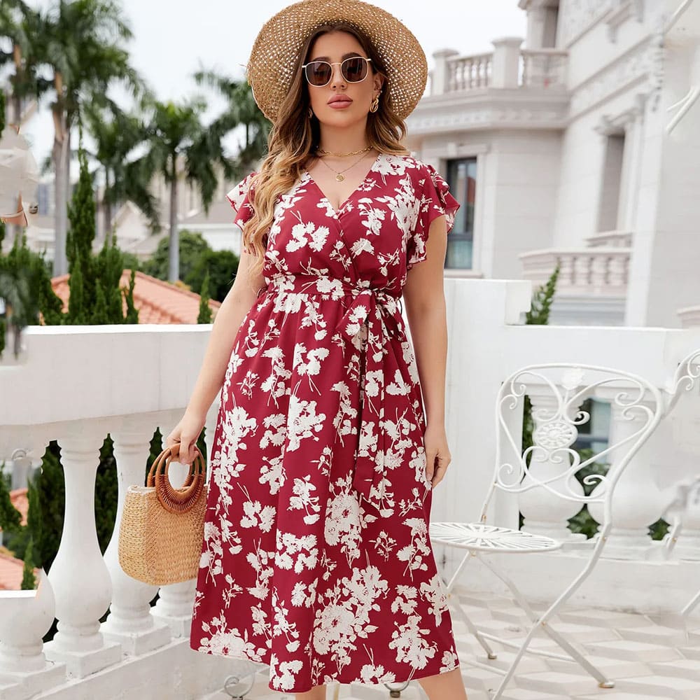 Vestido Longo Plus Size Estampado Miranda