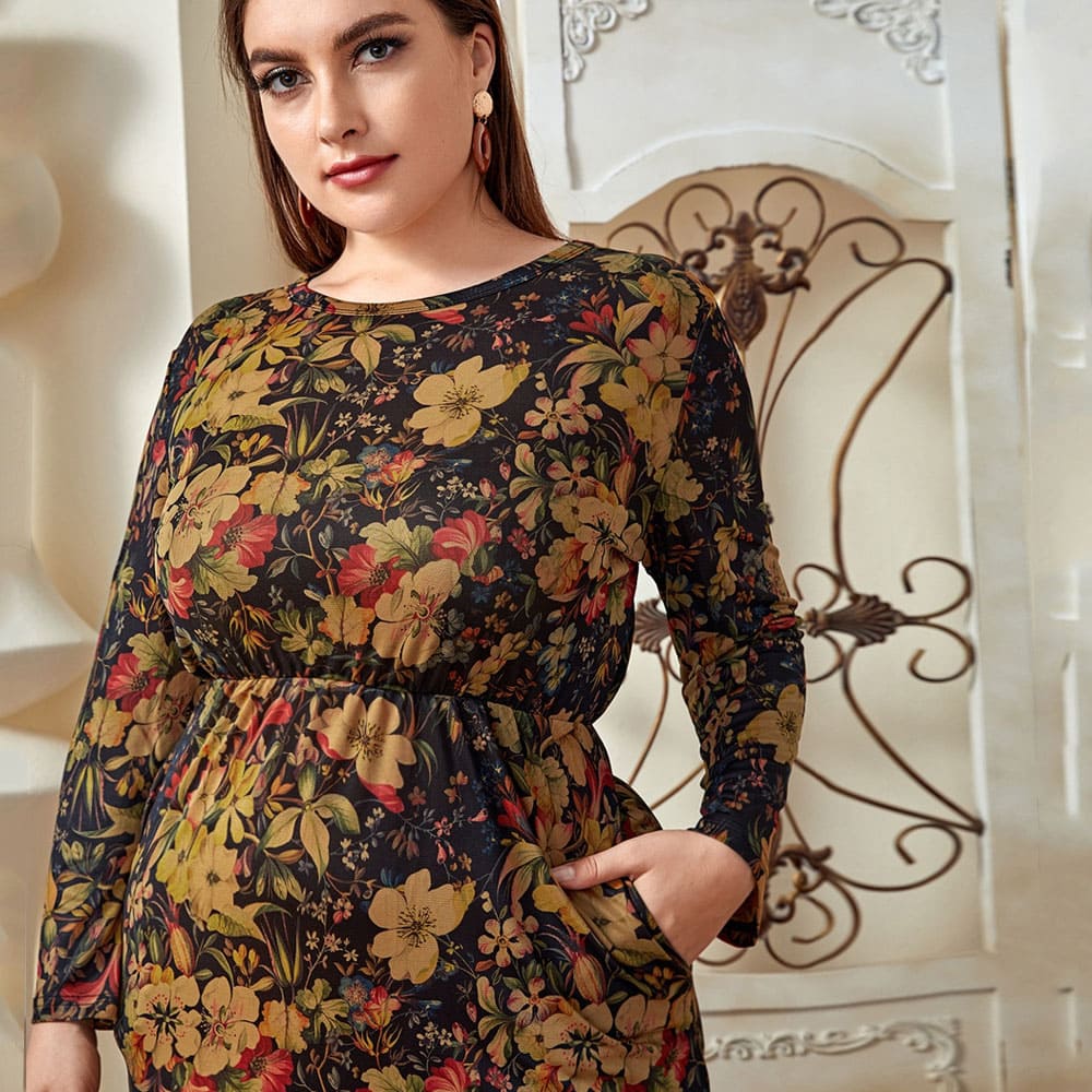 Vestido Longo Plus Size Florido Jordana