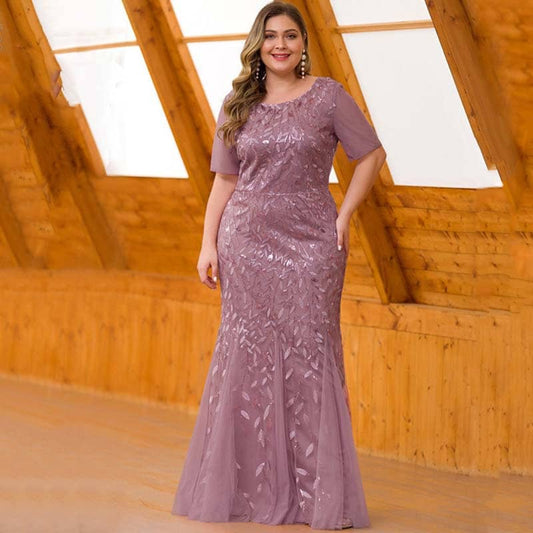 Vestido Longo Plus Size Folhas Sara