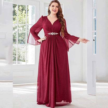 Vestido Longo Plus Size Manga Longa Thassia