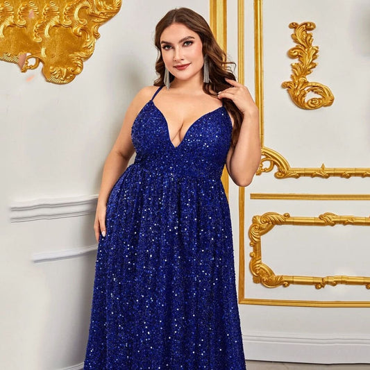 Vestido Longo Plus Size Paetê Gisela