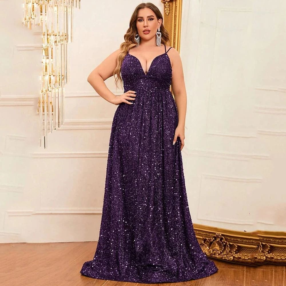 Vestido Longo Plus Size Paetê Gisela