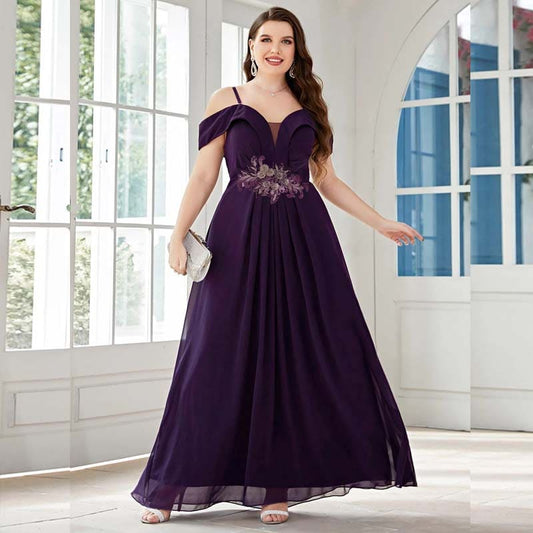 Vestido Longo Plus Size Roxo Catarine