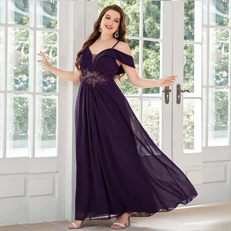 Vestido Longo Plus Size Roxo Catarine