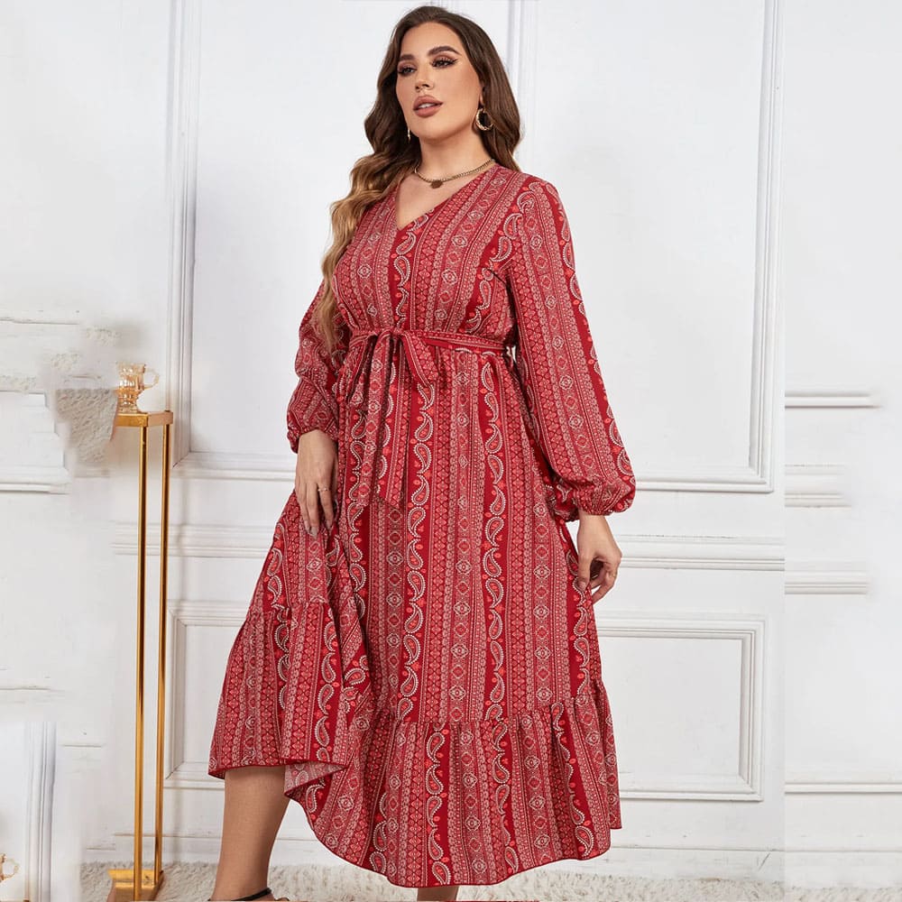 Vestido Longo Plus Size Vermelho Leila