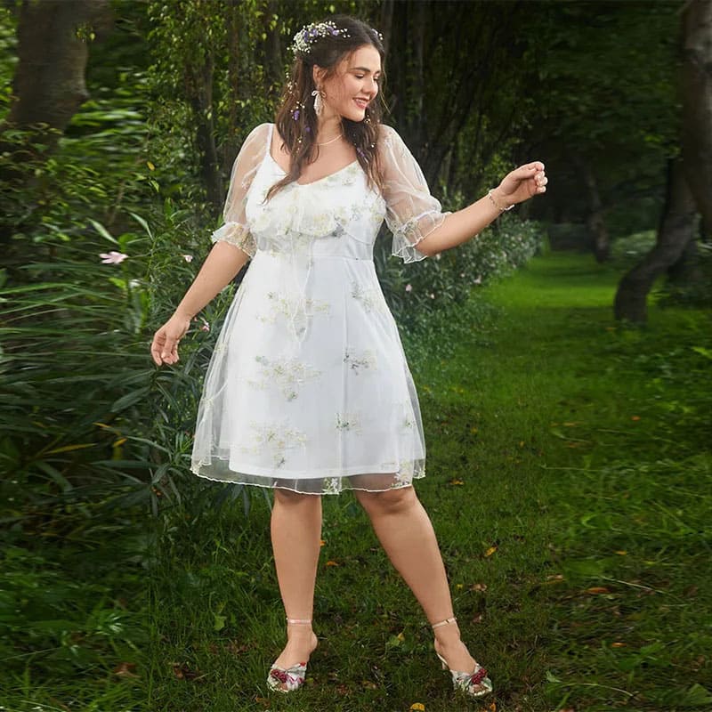 Vestido Midi Plus Size Branco Tammie