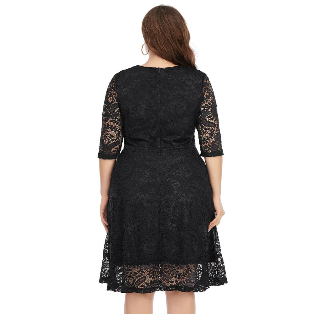 Vestido Midi Plus Size de Festa Renda Alice 