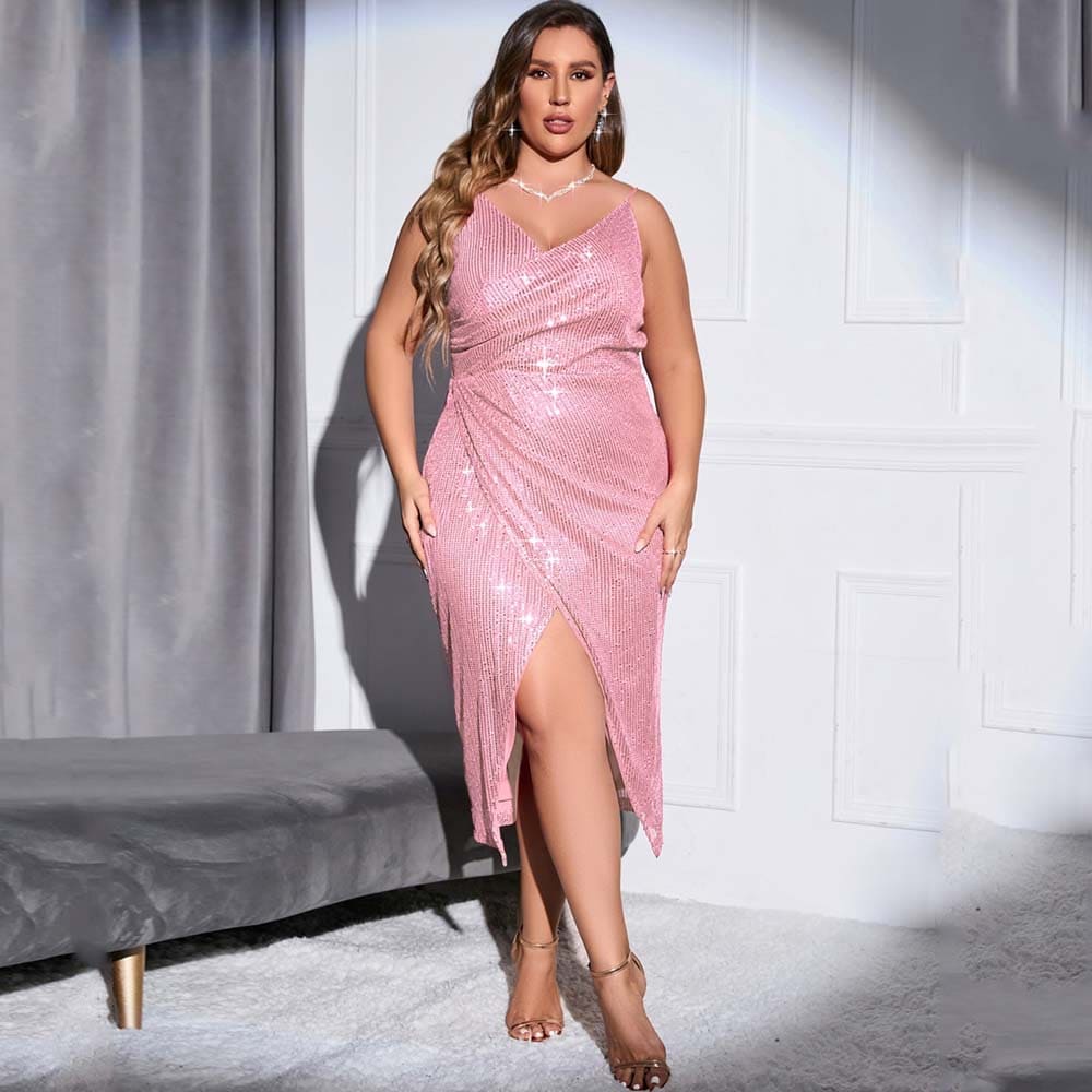 Vestido Midi Plus Size Paetê Uiliane