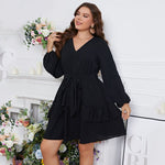 Vestido Midi Plus Size Preto Babados Milli