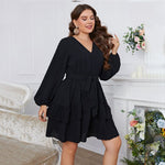 Vestido Midi Plus Size Preto Babados Milli