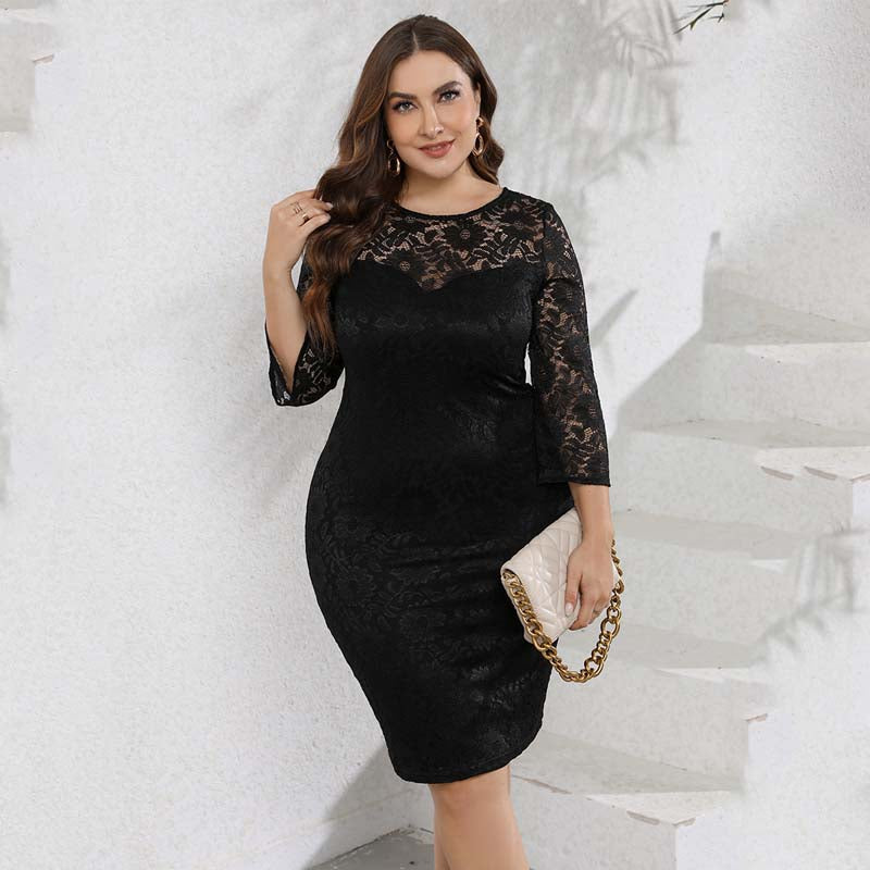 Vestido Midi Plus Size Preto Darla