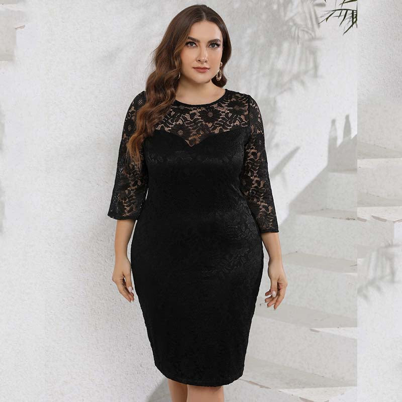 Vestido Midi Plus Size Preto Darla