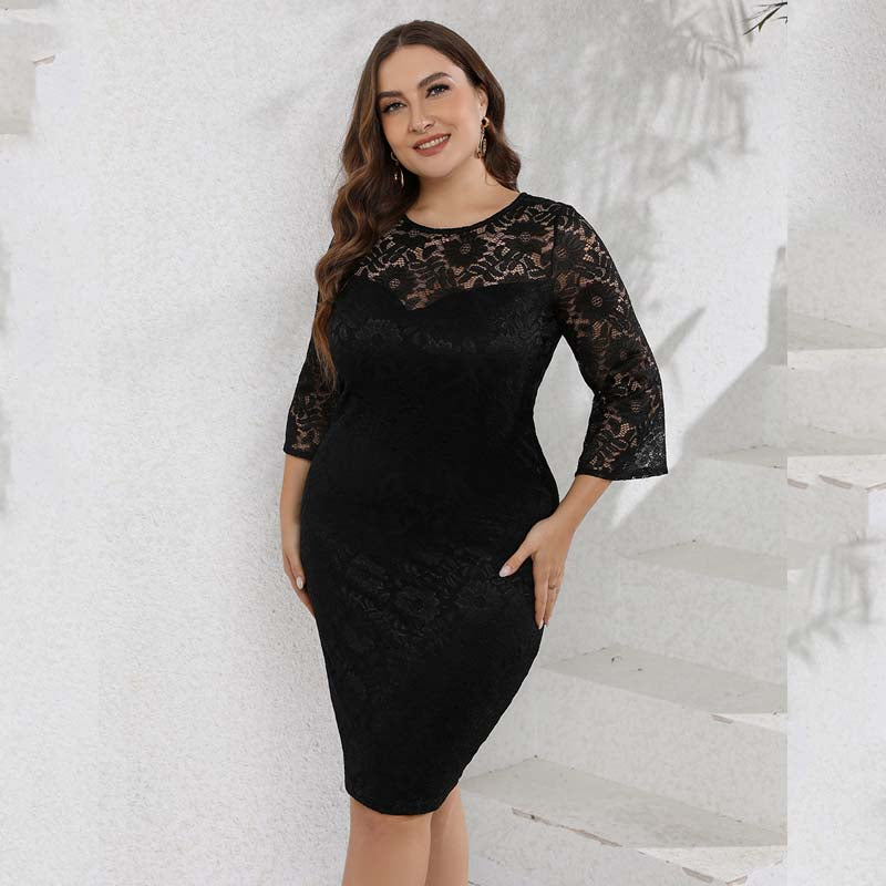 Vestido Midi Plus Size Preto Darla