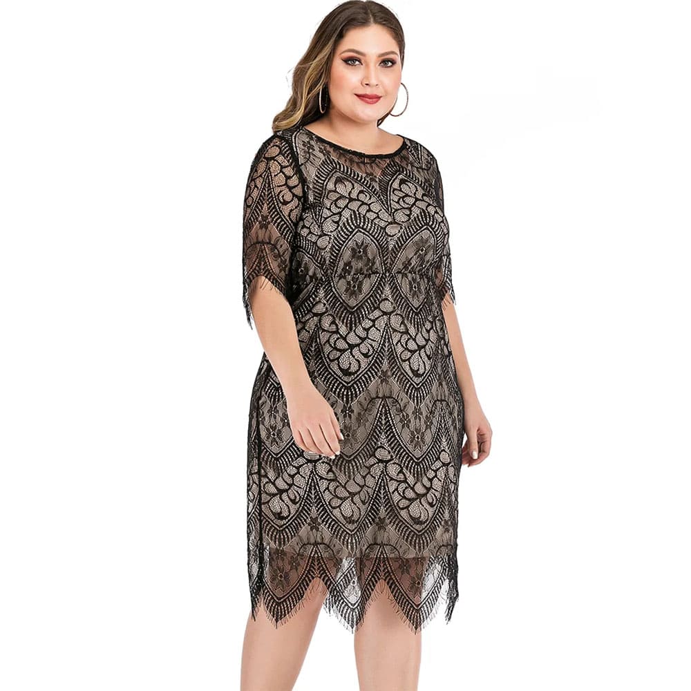 Vestido Midi Plus Size Preto Kate