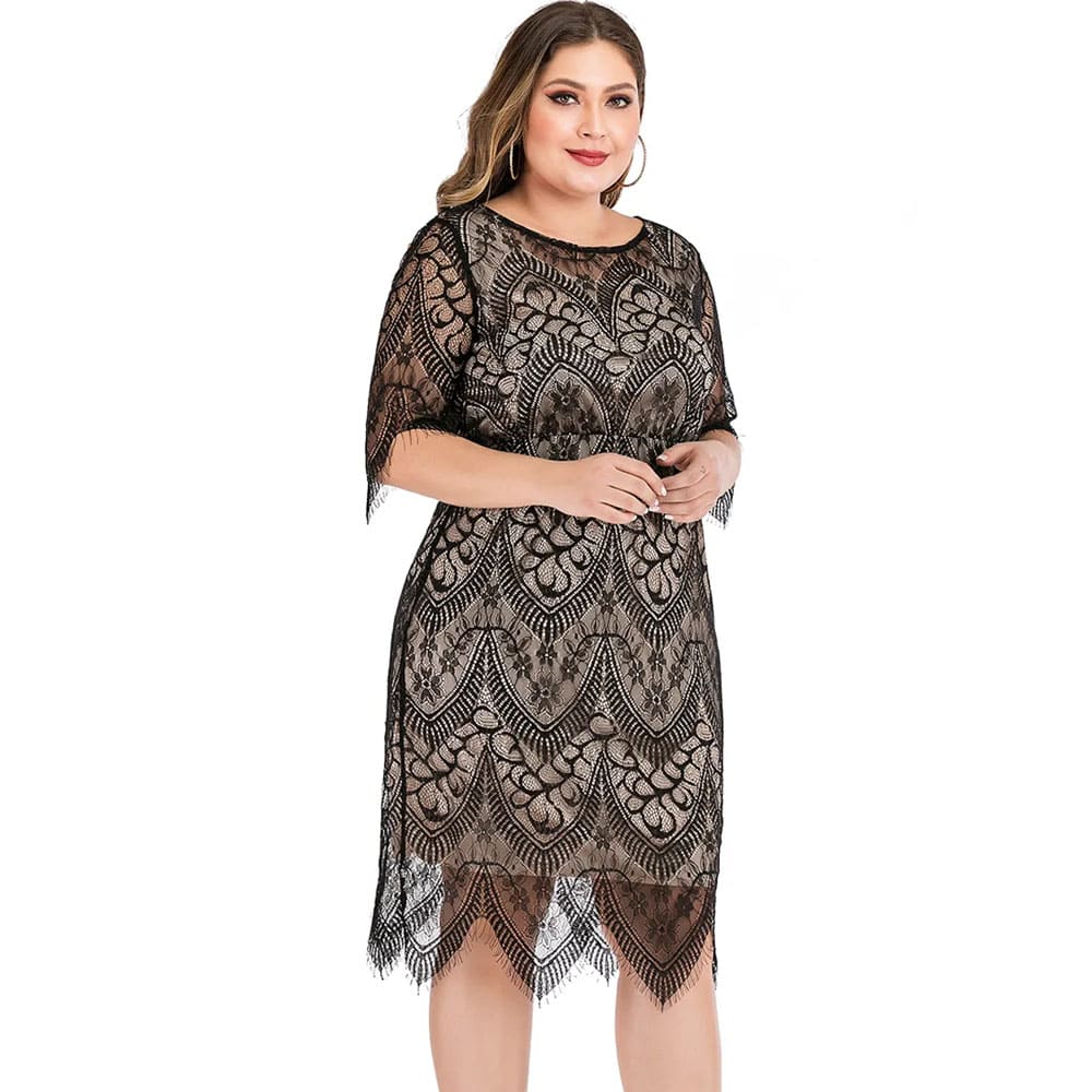 Vestido Midi Plus Size Preto Kate