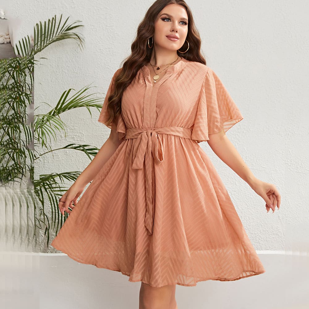 Vestido Midi Plus Size Rosa Simone