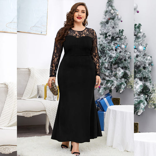 Vestido Plus Size longo Preto Lara