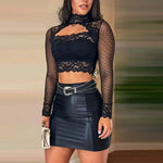 Conjunto saia e Cropped Com Cinto Elisa